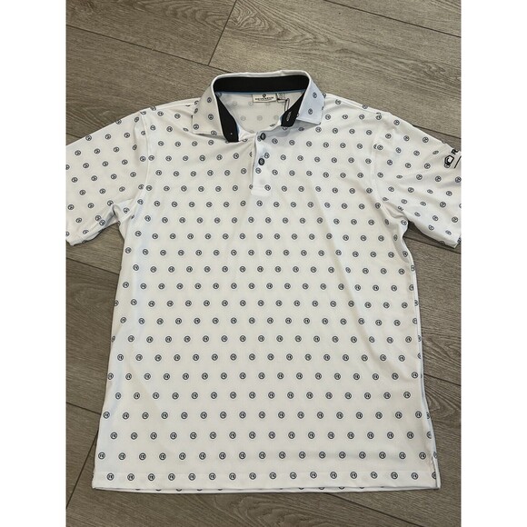 devereux Other - Devereux Golf Polo Mens Small Shirt White All Over Pattern Polo